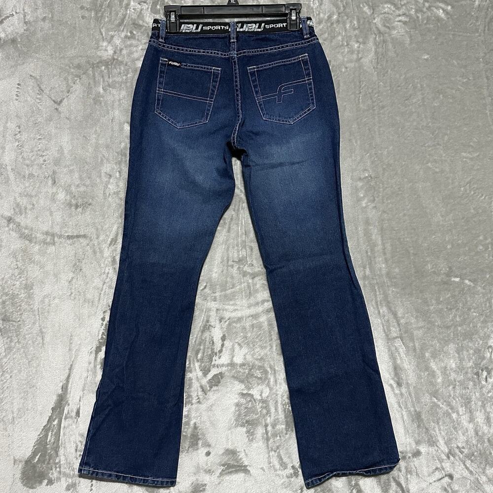 Y2K Fubu Straight Leg Jeans Womens Size 7/8 Blue Dark Wash Streetwear Grunge - Picture 7 of 10